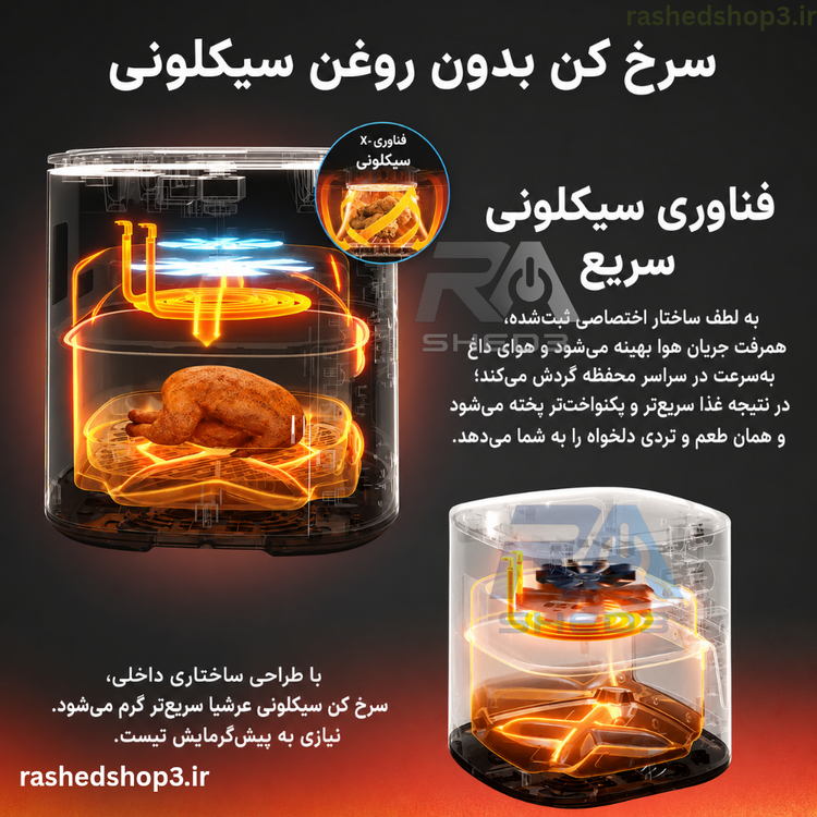 سرخ کن بدون روغن ۷.۵ لیتری عرشیا مدل AF118-3248